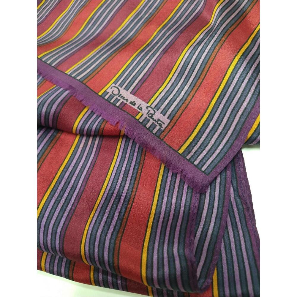 OSCAR DE LA RENTA Purple Scarf Lavender Stripes OBLONG BOHEMIAN 80s EARTH COLORS